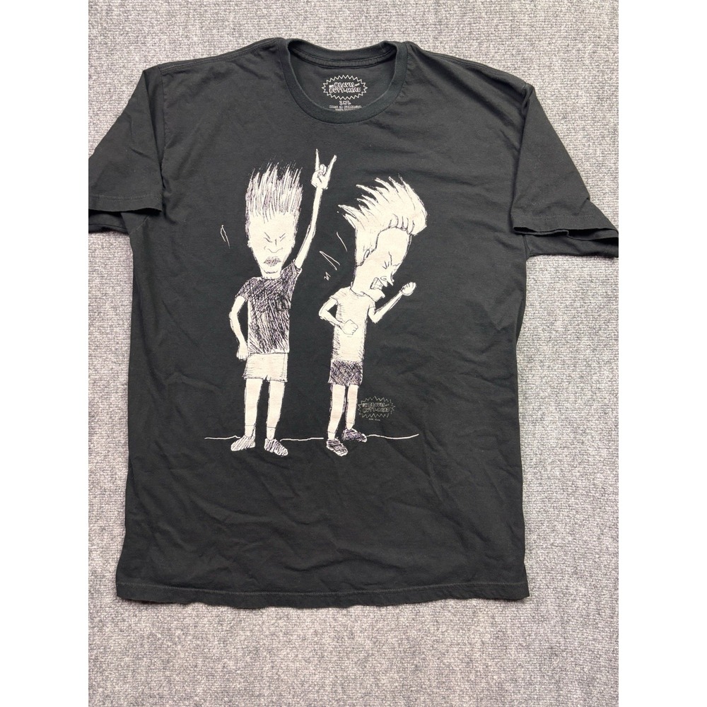 MTV Beavis and Butt Head Graphic T Shirt Black 2XL Cotton 2013 Vintage Style